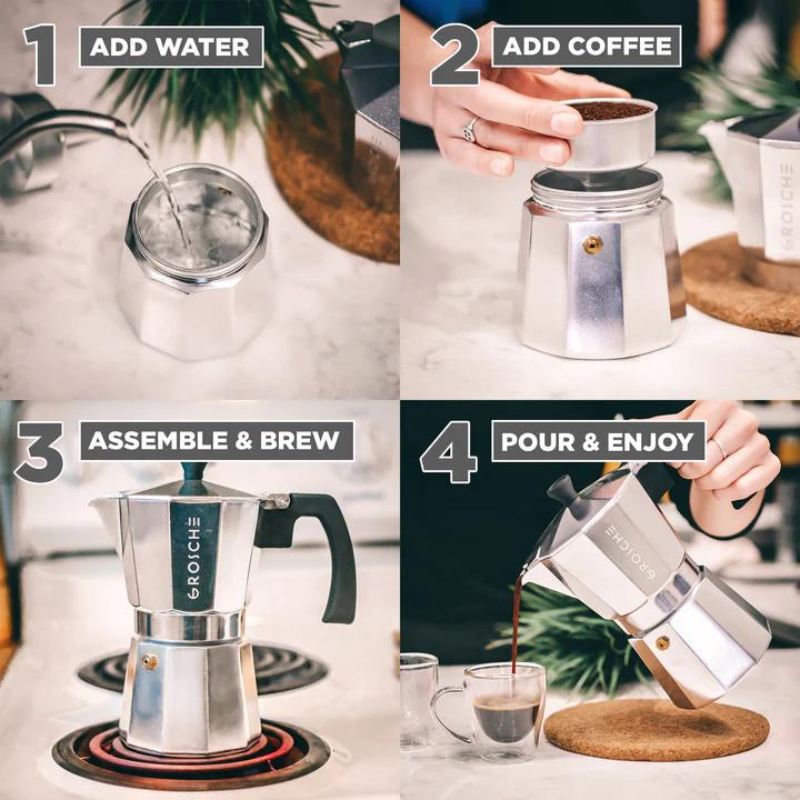 Milano Moka Pot Stovetop Espresso Maker - EarthHero Corporate Gifting and Custom Swag
