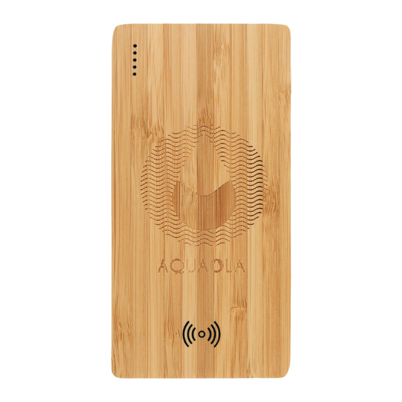 FSC 100% Bamboo 5000 mAh Wireless Charger Power Bank - EarthHero Corporate Gifting and Custom Swag