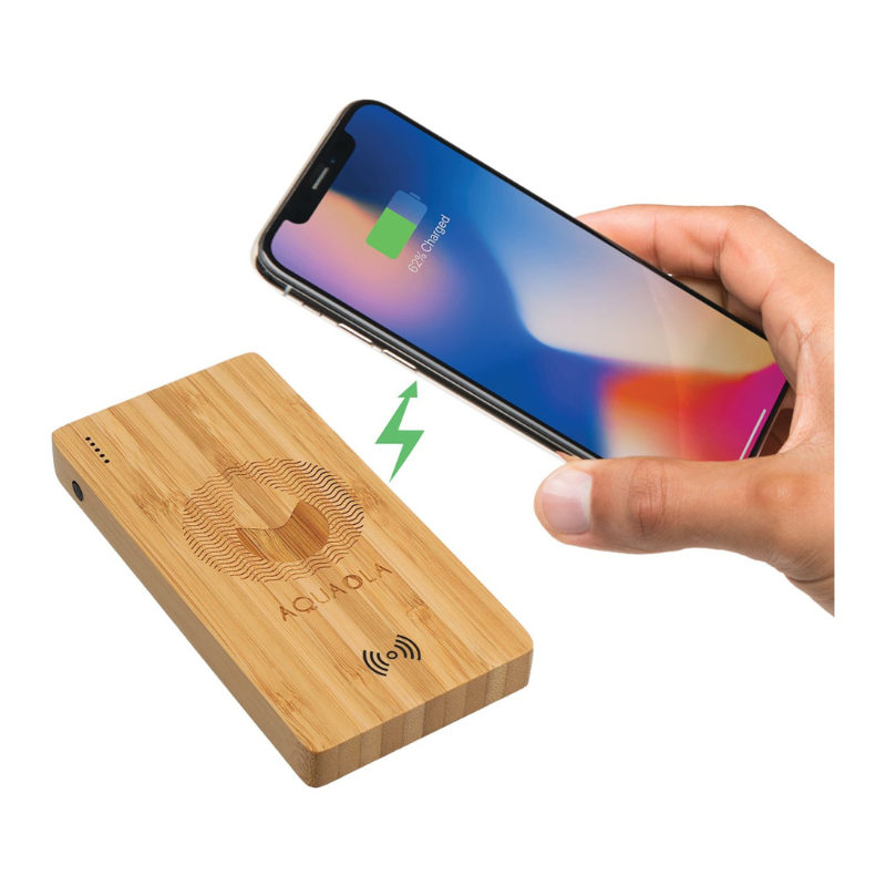 FSC 100% Bamboo 5000 mAh Wireless Charger Power Bank - EarthHero Corporate Gifting and Custom Swag