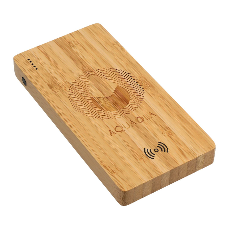 FSC 100% Bamboo 5000 mAh Wireless Charger Power Bank - EarthHero Corporate Gifting and Custom Swag