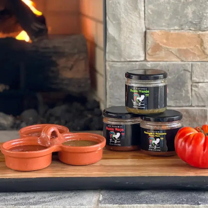 Salsa Tasting Set - 3 Salsa and Ceramic Tasting Dish Verve Culture