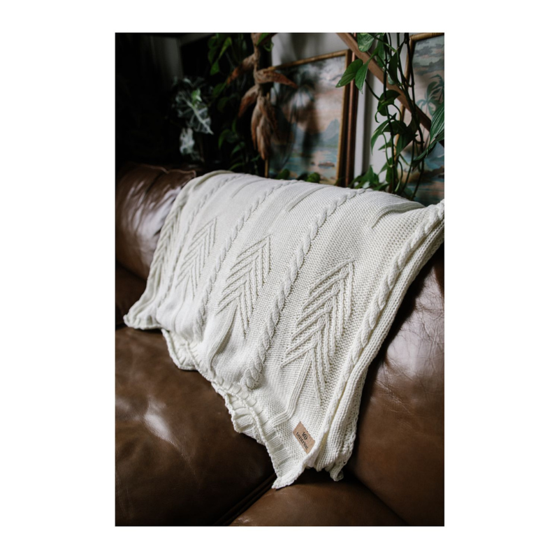 Organic Cotton Cable Blanket - EarthHero Corporate Gifting and Custom Swag