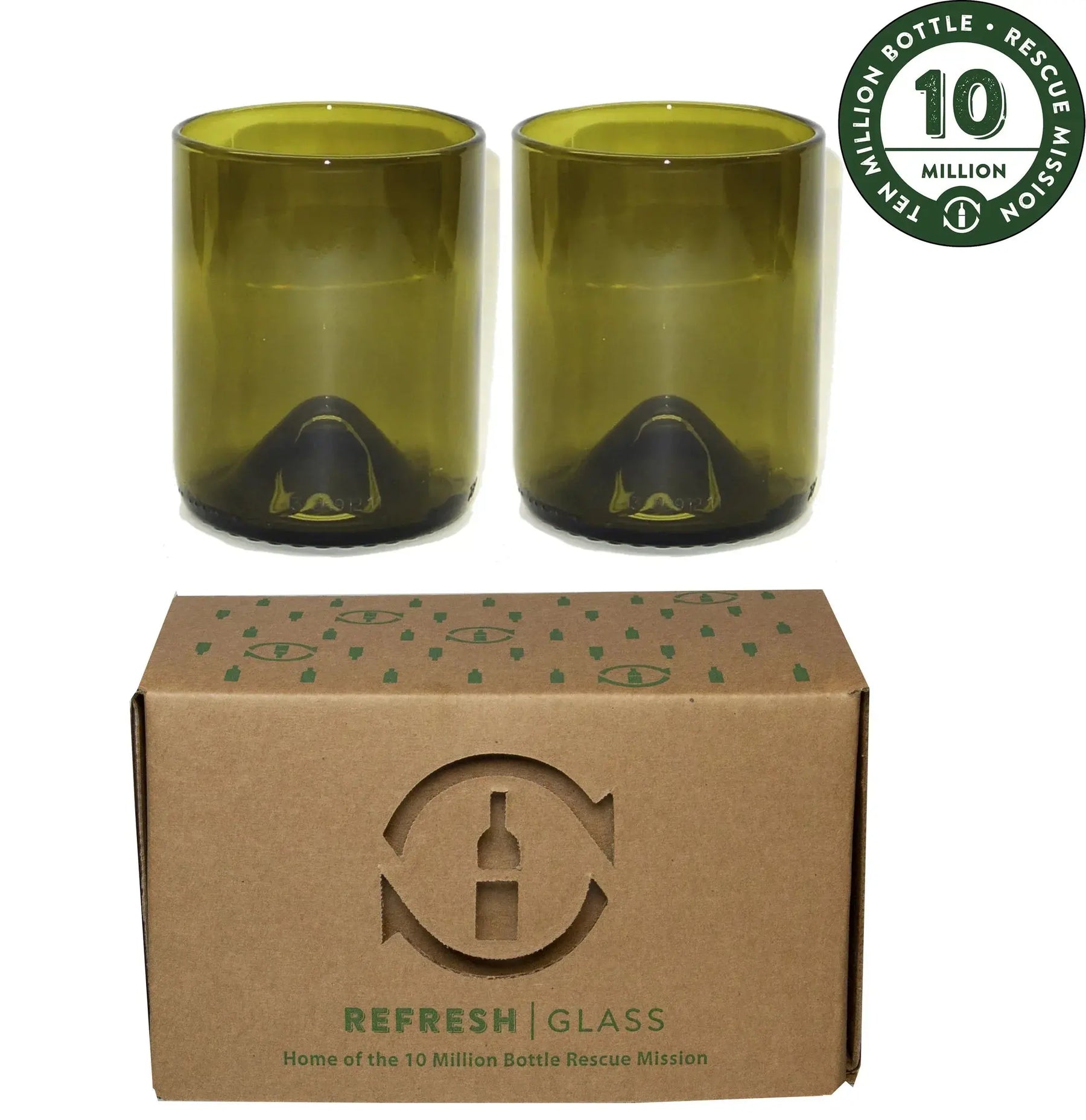 Recycled 12oz Lowball Glass - 2-Pack - EarthHero Corporate Gifting and Custom Swag