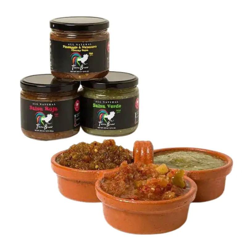 Salsa Tasting Set - 3 Salsa and Ceramic Tasting Dish Verve Culture