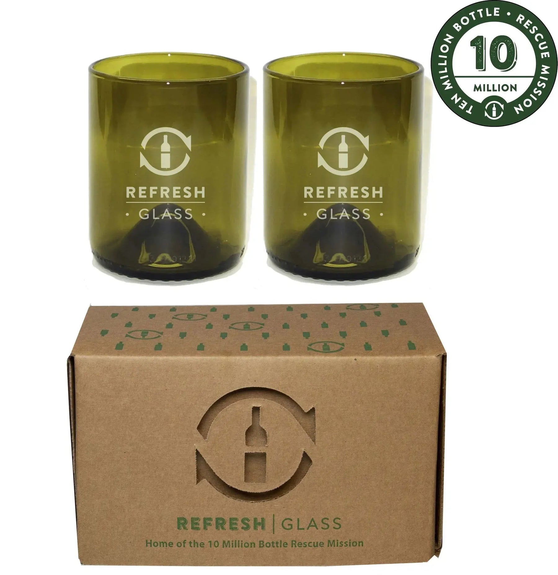 Recycled 12oz Lowball Glass - 2-Pack - EarthHero Corporate Gifting and Custom Swag