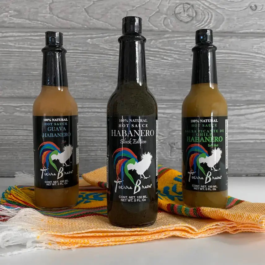 Habanero Hot Sauce Trio & Servilleta Gift Set - EarthHero Corporate Gifting and Custom Swag
