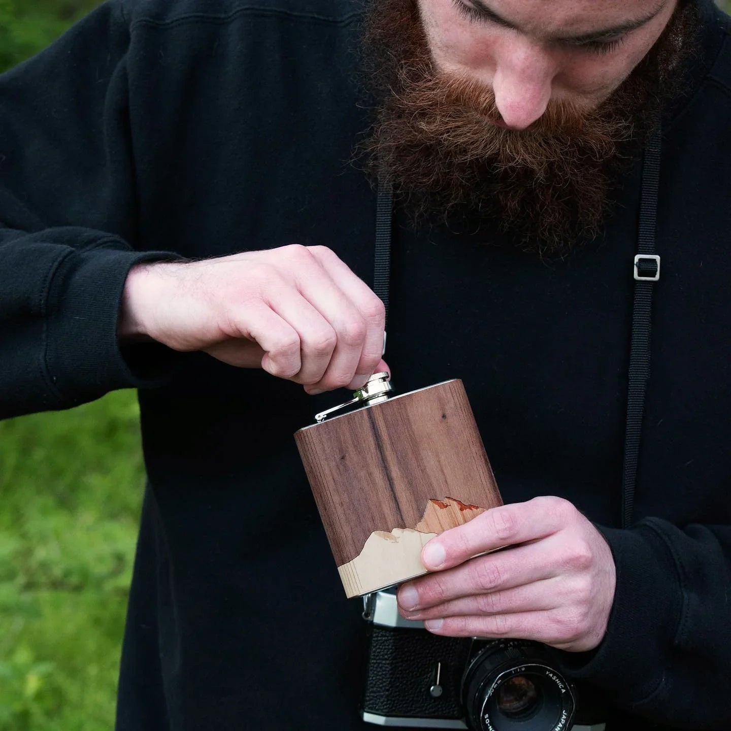 Handcrafted Wooden Flask Autumn Woods Collective