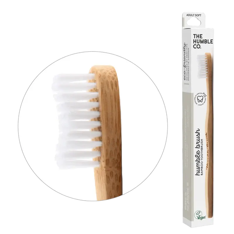 Soft Bamboo Toothbrush - White - EarthHero Corporate Gifting and Custom Swag