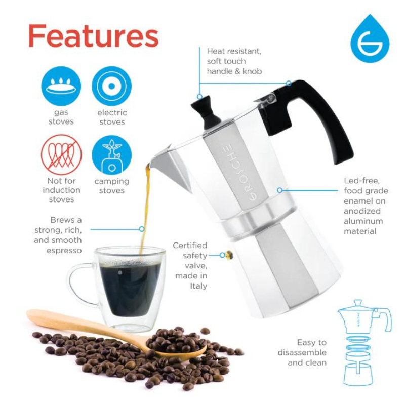 Milano Moka Pot Stovetop Espresso Maker