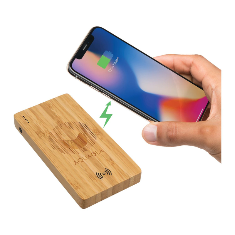 FSC 100% Bamboo 5000 mAh Wireless Charger Power Bank