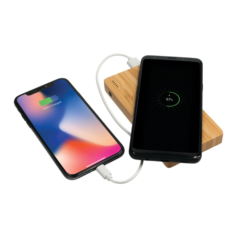 FSC 100% Bamboo 5000 mAh Wireless Charger Power Bank