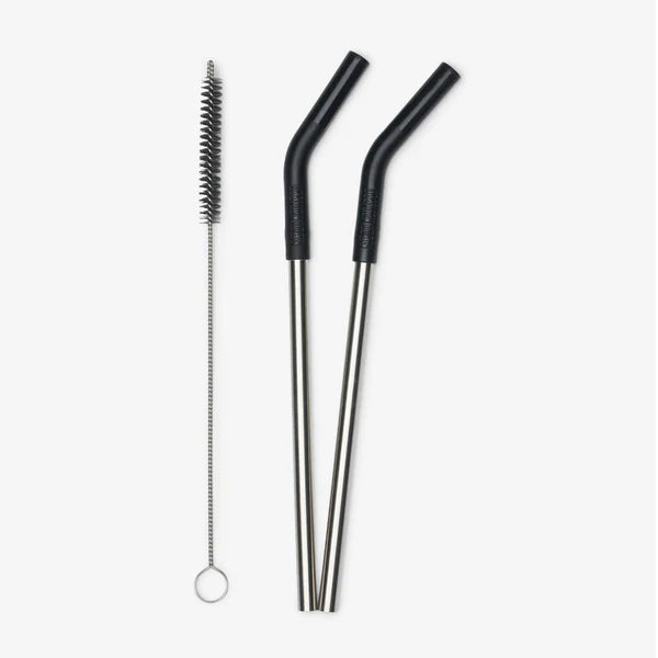 Klean Kanteen Steel Straws Straw 2-Pack with Brush - Black Klean Kanteen