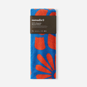 Organic Beach Towel: Big Flowers Stellar Orange Nomadix