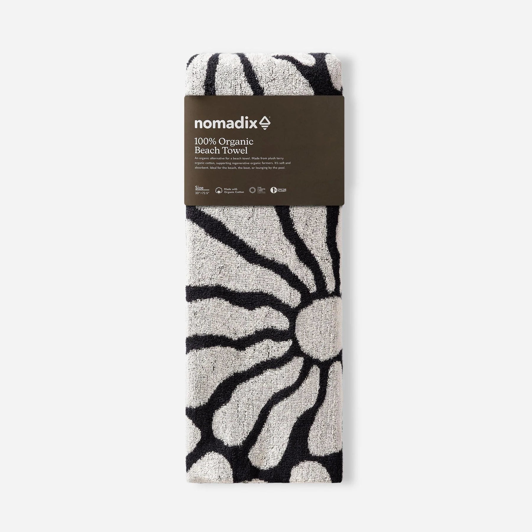 Organic Beach Towel: Lazy Daisy Black Nomadix