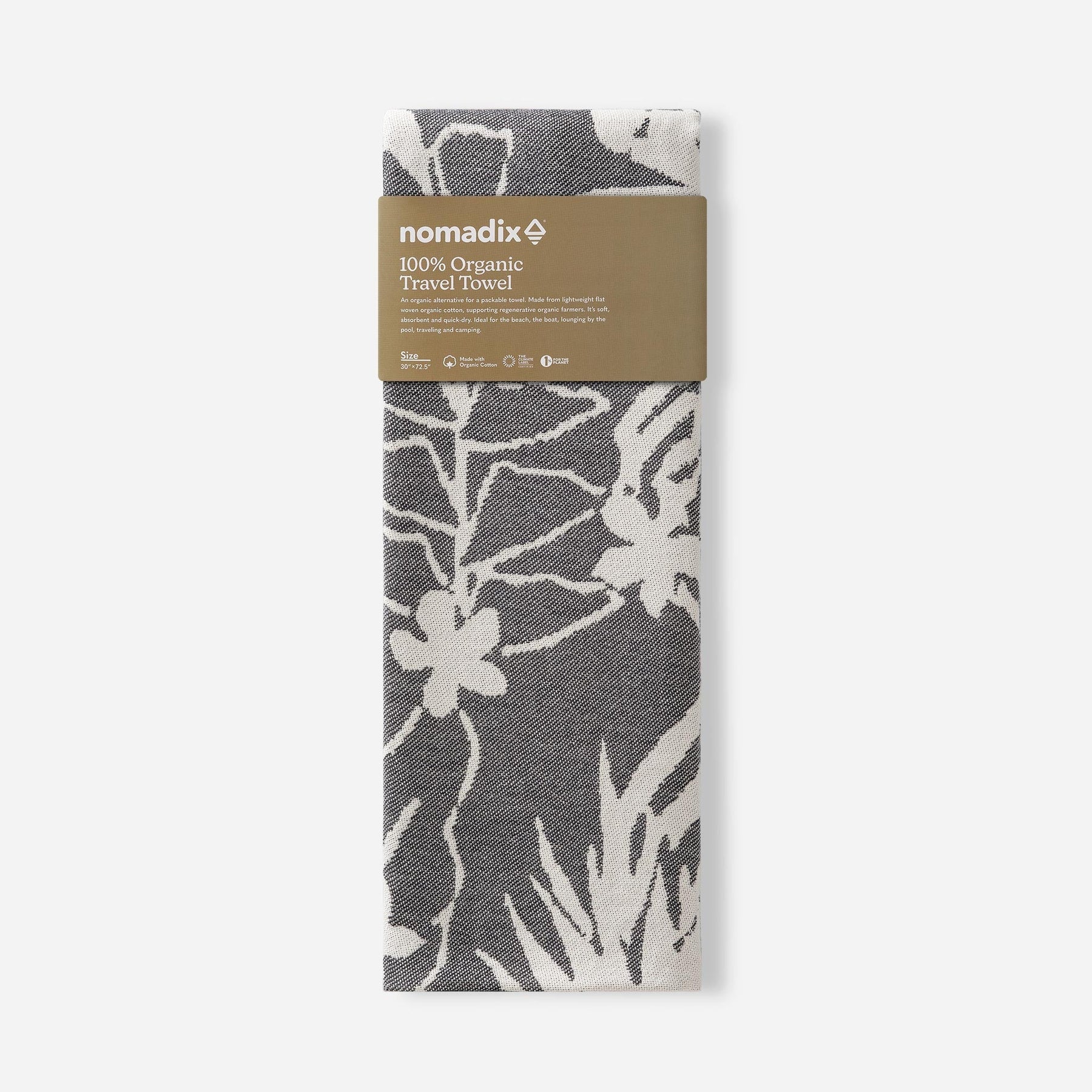 Organic Travel Towel: Retro Palms Black Nomadix