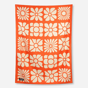 Blanket Towel: Big Flowers Expedition Orange Blanket Towel