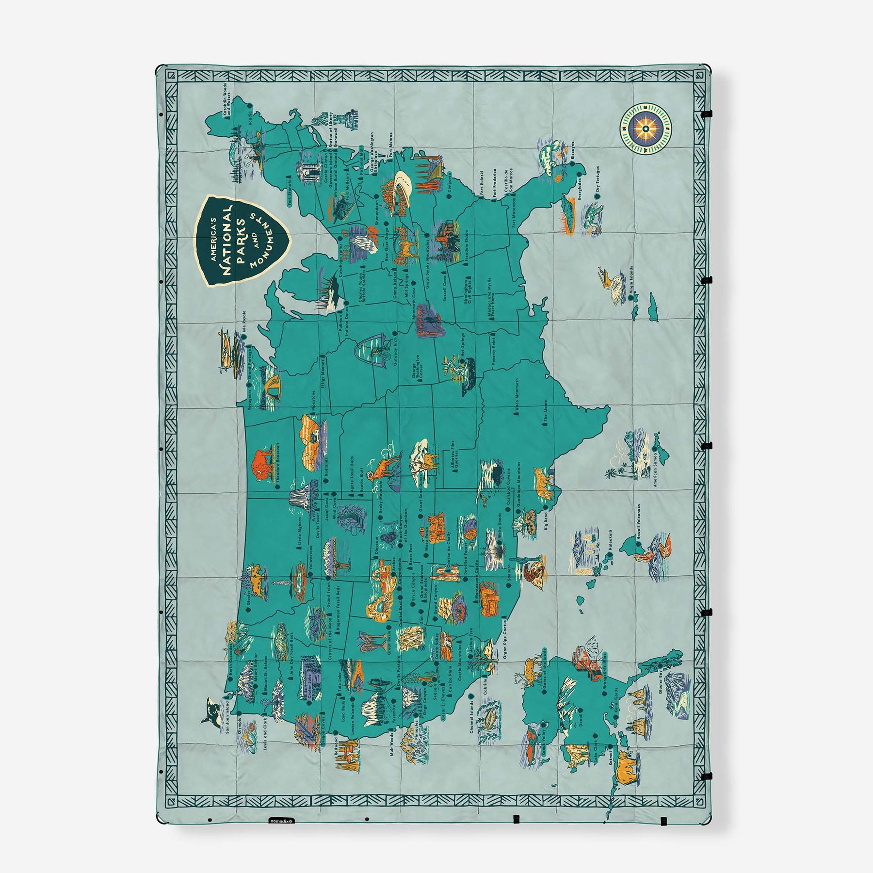 Graphene Puffer Blanket: National Parks and Monuments Map Nomadix