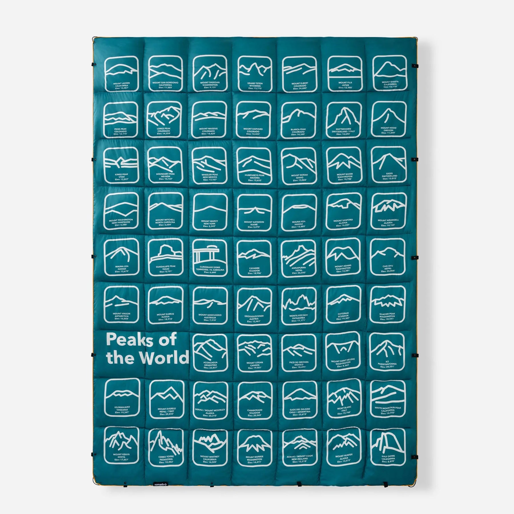 Graphene Puffer Blanket: Peaks of the World Teal Ocean Nomadix