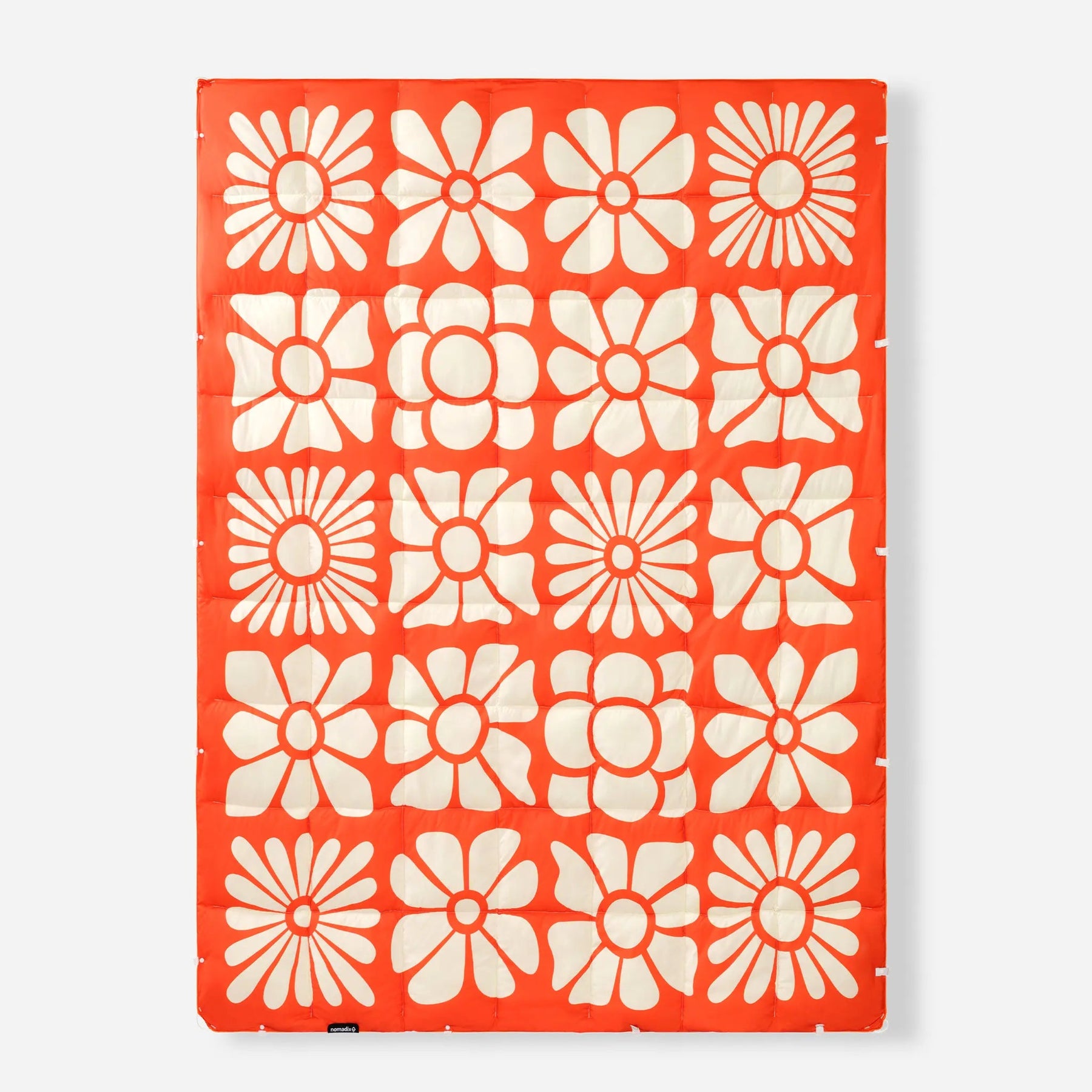 Graphene Puffer Blanket: Big Flowers Expedition Orange Nomadix