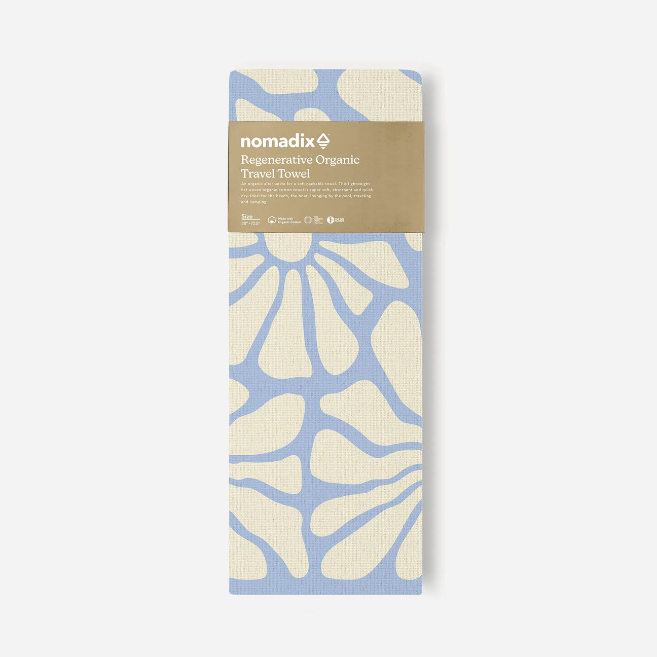 Organic Travel Towel: Lazy Daisy Coastal Blue