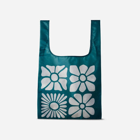 Pocket Tote: Big Flowers Teal Ocean Nomadix