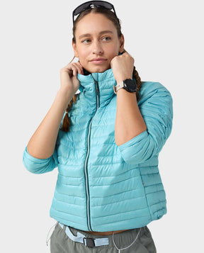 Stio Women's Pinion Down Hooded Jacket EarthHero Corporate Gifting and Custom Swag