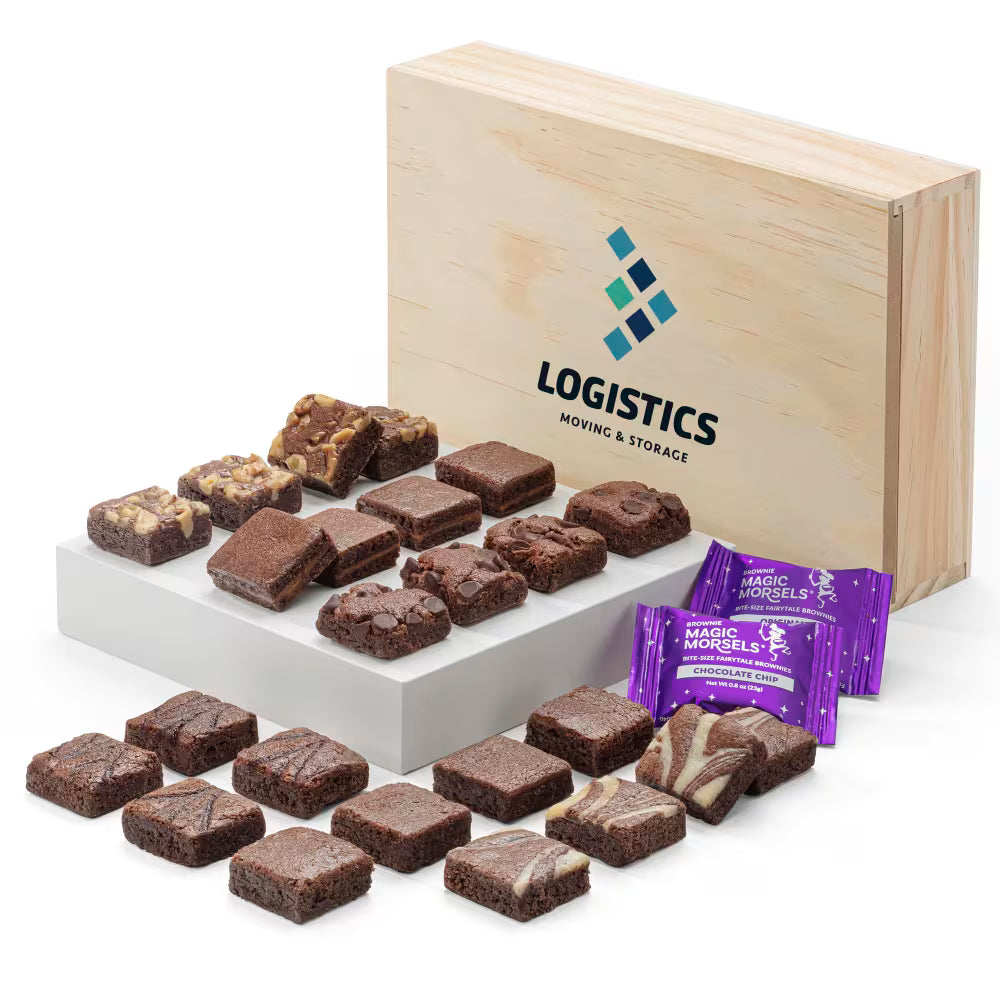 Custom Wooden Box Morsel 24 | Assorted Gourmet Brownie Gift Box Fairytale Brownies