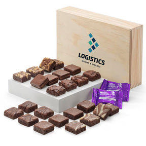 Custom Wooden Box Morsel 24 | Assorted Gourmet Brownie Gift Box Fairytale Brownies